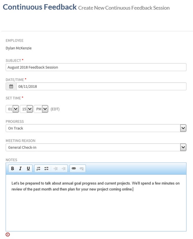 Continuous Feedback Schedule Sessions